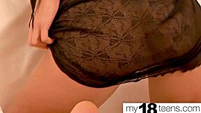 Beautiful babe fingers wet pussy to orgasm and sucks dildo in homemade teen masturbation solo 😍