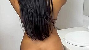 Oh yeah, this cute girl takes her friend's cock deep in the restaurant bathroom