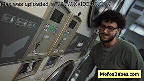 Hey, sexy teen brunette Nikki Mars with big ass gets fucked hard by Jason Legend in laundromat