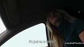 Hitchhiker teen fucks huge cock in car