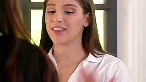 Brunette teen licks ass before scissoring with her lesbian tutor.