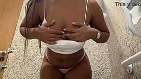 I couldn't hold back my horniness so I'm masturbating in the shopping mall bathroom right now