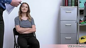 Can this mall cop destroy my skinny teen shoplifter pussy after catching me?