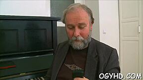 Young hottie gets her tight pussy licked by old boy in hardcore doggystyle fuck session.