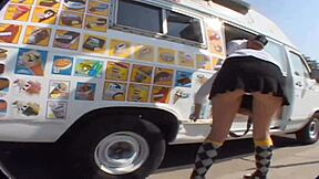 Lexi Belle gets banged by the ice cream man in a quick creampie session
