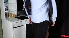 Boss Takes Young Secretary for Intense Creampie Sex in Close-Up Action