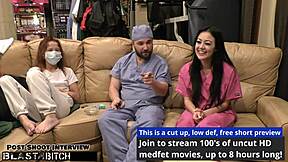 Become a nurse like Blaire Celeste and get blasted with jizz in this behind-the-scenes hospital scene with deepthroat, gloves, and shaved pussy action