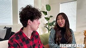 Stepmom Nicole teaches Dylan all about bedroom fun in pov