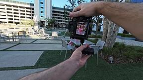 Hot Girl with Huge Fake Tits Tricked to Fucking Massive Cock Covered in Cum and Piss by Street Photographer vs World Biggest Cock