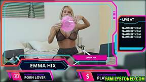 Emma Hix unboxes fan gifts on live cam, caught fingering her pussy in lingerie as a blonde teen slut