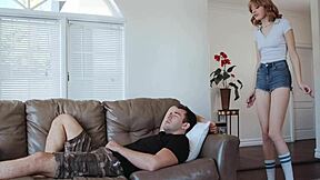 Hey, watch tall girl Lena Anderson ride that big cock in reverse cowgirl after blowjob and pussy licking in hardcore action.