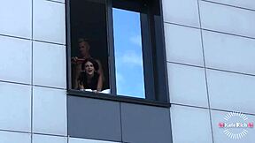 petite brunette babe gets fucked hard in front of the neighbors. her skinny body and small tits bounce wildly.