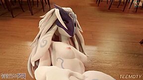 Kindred gets fucked sideways by big cock in 3D animation