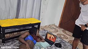 I caught the slut watching porn and the hottie calls me to fuck her big ass