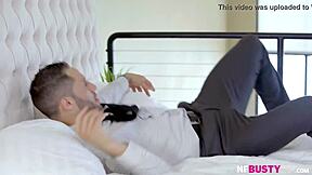 I adore how Anna Bell Peaks rides cowgirl on her boyfriend's big cock in hotel shower before trip