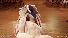 Kindred gets fucked sideways by big cock in 3D animation