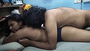 Horny Desi girl gives a sloppy blowjob to her boyfriend. Then he licks her ass deep while she's in underwear moaning loud.