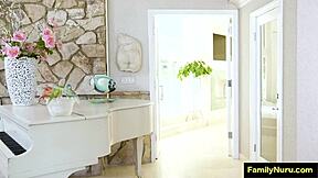 teen babysitter gives slippery nuru massage with oiled body at home for erotic pleasure!