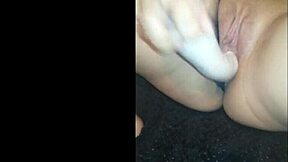 hot brunette babe masturbates her clit and pussy to intense orgasm while boyfriend watches her