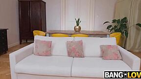 Glasses-wearing Sophia Burns gets her asshole pounded by Freddy Gong