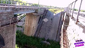 almost caught fucking girlfriend on train with doggystyle cum on ass