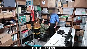 Shoplifting Teen Faces Garage Punishment with Bent Over Blowjob and Hardcore Doggystyle