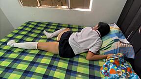 casual narrative of pervertido padrastro destroying skinny 18 años hijastra coño with big cock doggystyle domination in her room