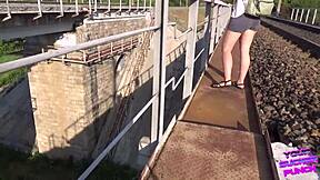 almost caught fucking girlfriend on train with doggystyle cum on ass