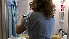 stepdaughter and stepmom in shower together as family nudists. milf with big natural tits and girl with perfect ass striptease wet 😍