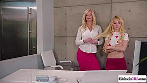 Stepdaughter gets fucked hard by lesbian stepmom and her girlfriend