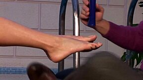 that footjob turns into hard pounding sex finishing on jasmines toes