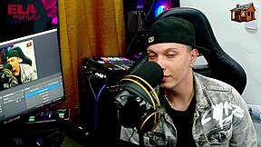 big ass brazilian gih spanic positions redhead on podcast table hinting at outdoor kissing and toys