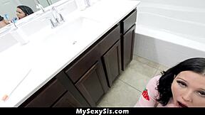 Stepbro sneaks into Bailey Blaze's bathroom, she gets angry and sucks his dirty cock as punishment! 😡🍆