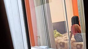 Colombian Neighbor Babe Rides Boyfriend in Skirt Upskirt Voyeur Action