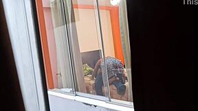 Colombian Neighbor Babe Rides Boyfriend in Skirt Upskirt Voyeur Action