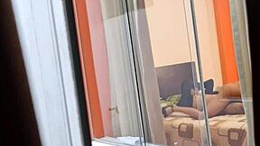 Colombian Neighbor Babe Rides Boyfriend in Skirt Upskirt Voyeur Action