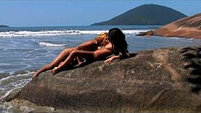 Young lesbians feel deep passion during sensual intercourse, licking and toying tight holes on the seaside