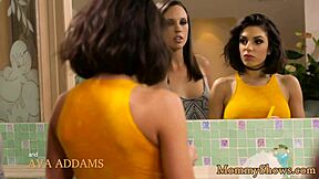 glam stepmom engages in lesbian threeway with cute teen 18+s, including face sitting and muff diving in full movie storyline.