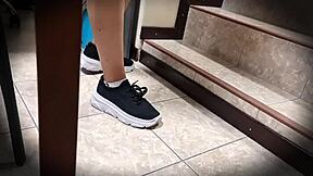 Mexican secretary Nataly goes without panties for an upskirt thrill in public