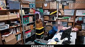 Nervous Teen Sits In Backroom After Shoplifting Bust! Officer Pounds Her Doggystyle With Big Cock In Hardcore Punishment.