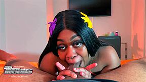 Curvy Beauty Delivers Sloppy Wet Blowjob Swallowing Cum From Big Black Cock