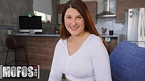 oh man, i can't believe how this chubby redhead bess breast just swallows jmac's big cock, suckin' his juice right down her throat in that cosplay setup on the sofa