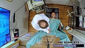 dr tampa enforces the new immigration policy on american citizen step-sisters angel santana and yesenia youso in hospital backstage with latex gloves handcuffs and shaved pussy spreading