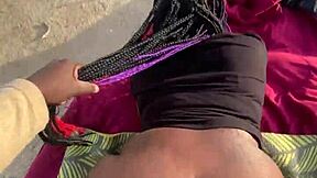 Shy petite ebony teen neighbor returns for more public car sex with big black cock