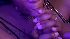 ebony facial with pretty young couple licking balls and moaning during sex