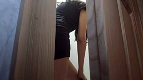 Guy catches teen in toilet and rips her skirt for huge creampie in stockings!