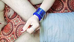 Desi bhabhi catches stepsister riding devers cock in bedroom after handjob