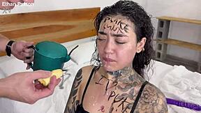 aradia the goth latina whore gets extreme rough anal and throat fucking with puke piss and no mercy domination.