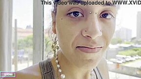 Skinny Brazilian teen spreads big pussy lips and clit for interracial missionary with monster cock in hotel.