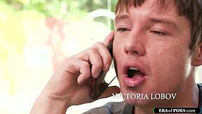 Euro milf with big tits oiled up her body before titfucking and handjob on stepsons friend big cock